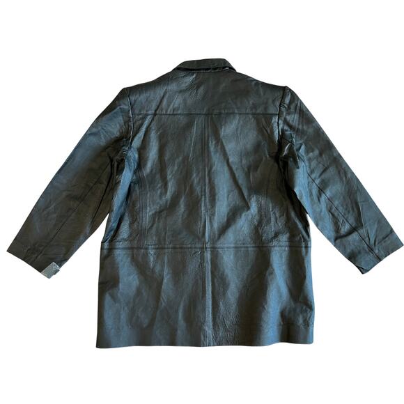 Atlantic Beach Long Collared Black Leather Trench Coat 1X NWT Streetwear‎ Edgy - Picture 12 of 14